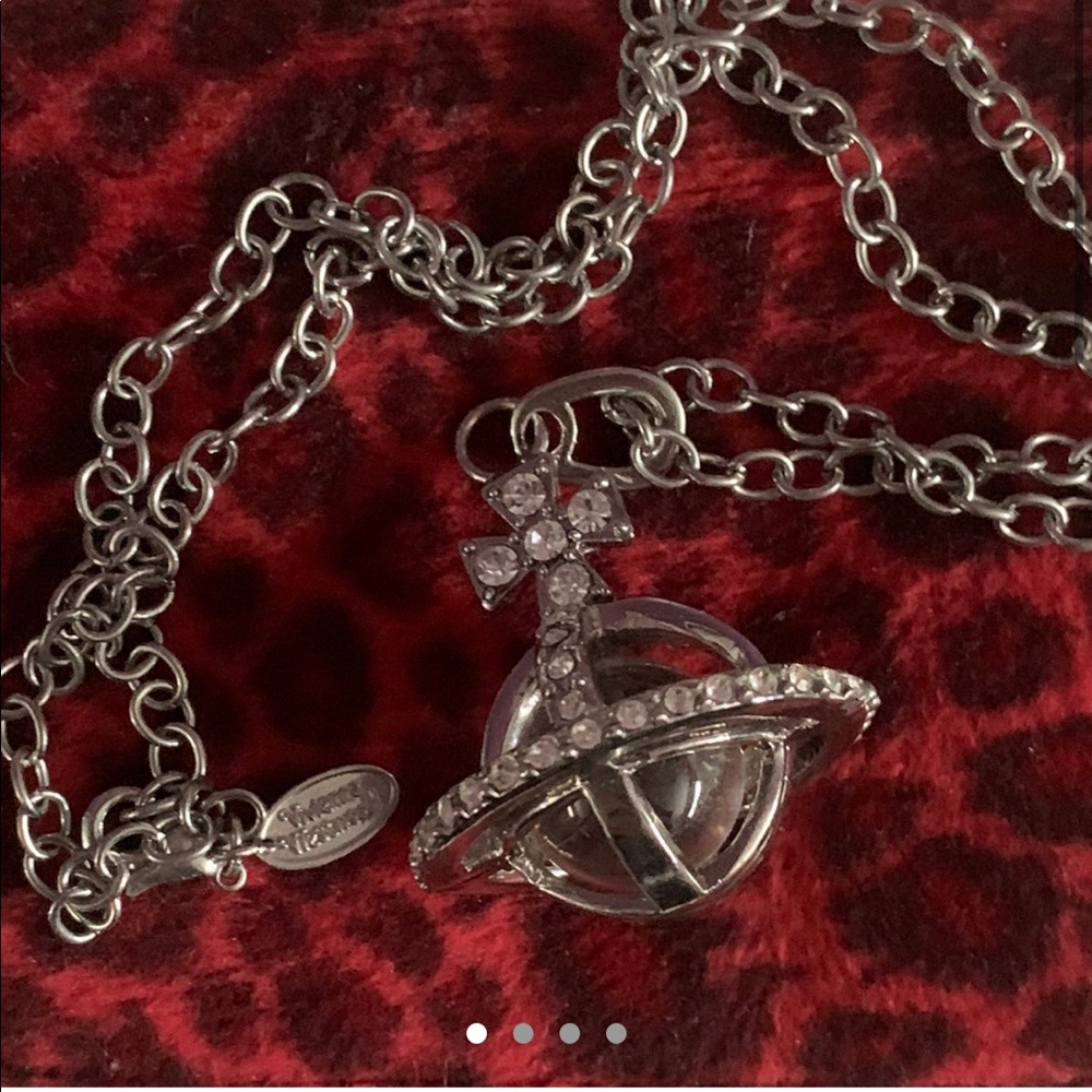 ★Vivienne Westwood★ Orb Vivienne Westwood Necklace Tiny Orb Full Rhinestone Silver w